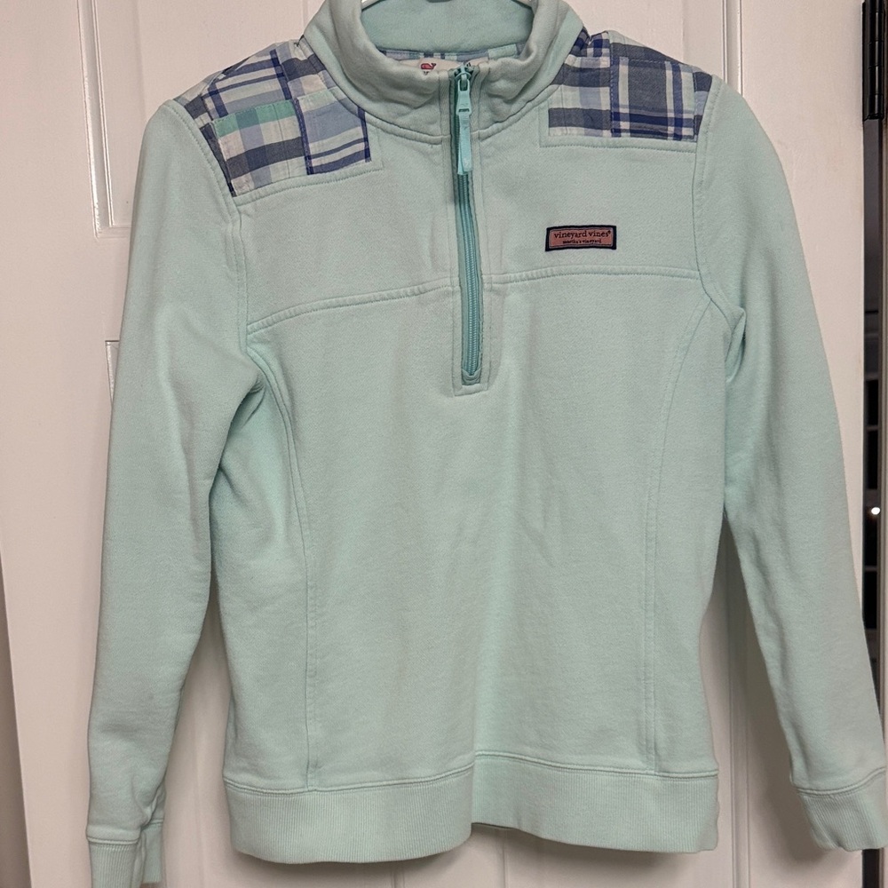 Vineyard Vines Light Green Shep Shirt with Plaid Details